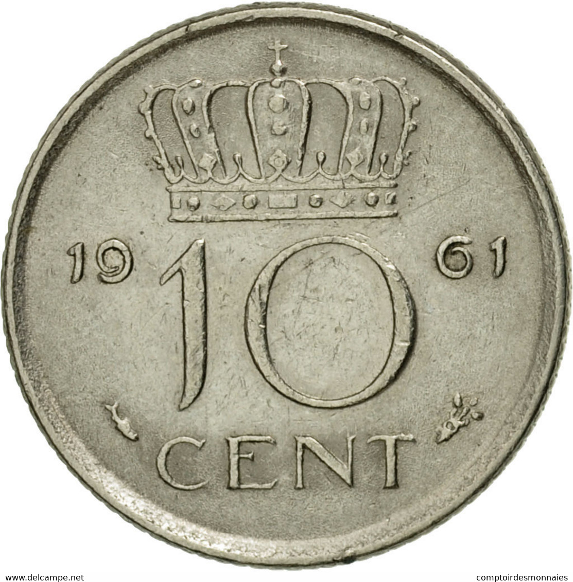 Monnaie, Pays-Bas, Juliana, 10 Cents, 1961, TTB, Nickel, KM:182 - 1948-1980 : Juliana