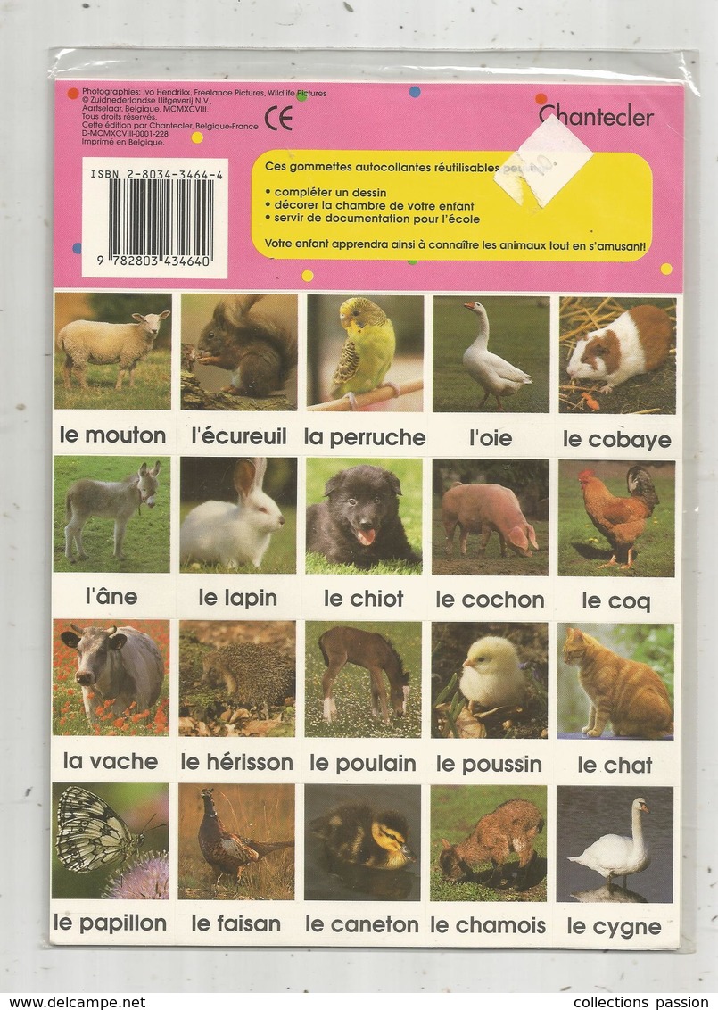 Planches D'AUTOCOLLANTS REUTILISABLES, GENTILS ANIMAUX, Chantecler , 2 Scans , Frais Fr 2.25 E - Aufkleber