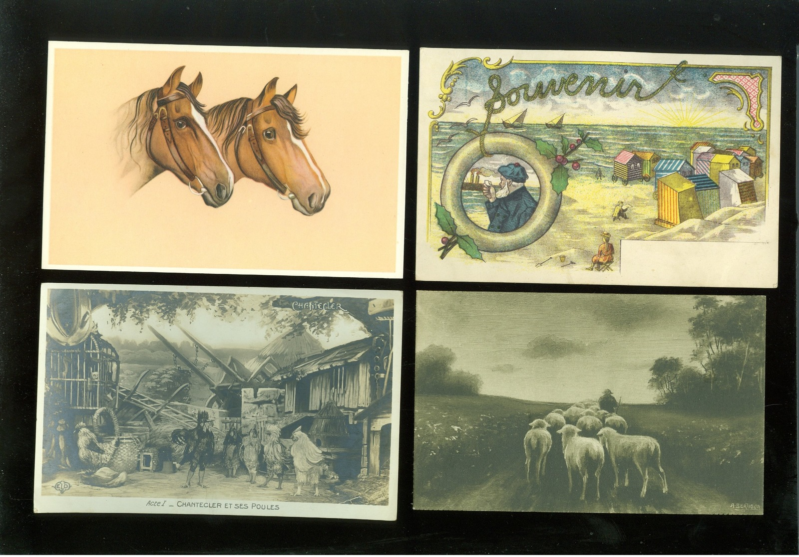 Beau lot de 60 cartes postales de fantaisie   Mooi lot 60 postkaarten van fantasie -  60 scans