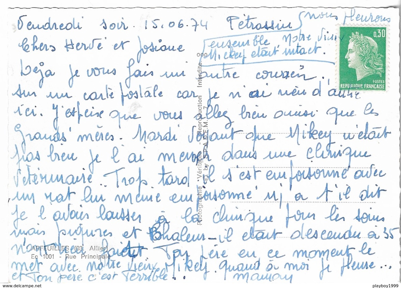 03 - ARFEUILLES - Rue Principale D'Arfeuilles - Anciennes Voitures - Cpsm - écrite - - Autres & Non Classés