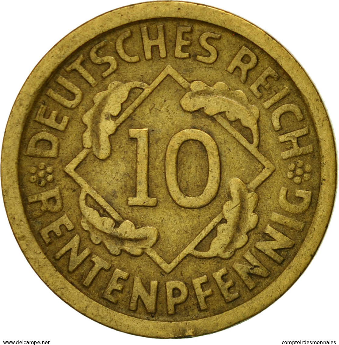 Monnaie, Allemagne, République De Weimar, 10 Rentenpfennig, 1924, Hamburg, TTB - 10 Rentenpfennig & 10 Reichspfennig