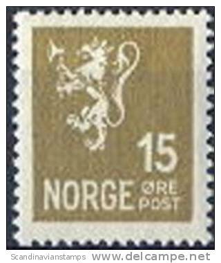 NOORWEGEN 1926-34 15öre Olijf Leeuwentype II PF-MNH-NEUF - Unused Stamps