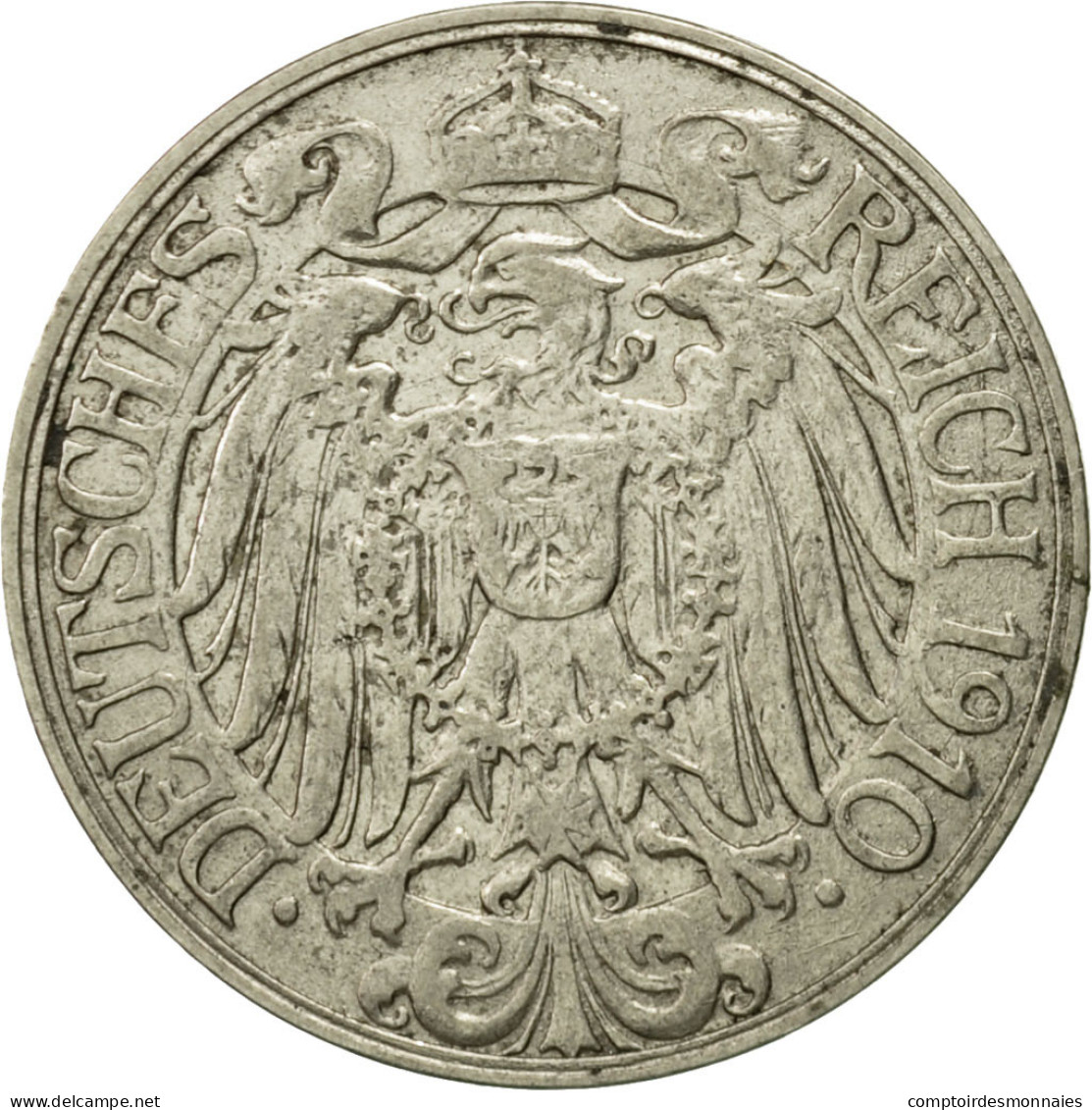 Monnaie, GERMANY - EMPIRE, Wilhelm II, 25 Pfennig, 1910, Stuttgart, TTB, Nickel - 25 Pfennig