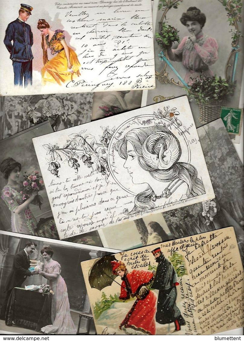 Lot 1358 De 10 CPA Illustrateurs Fantaisies Femme Girl Women Déstockage Pour Revendeurs Ou Collectionneurs - 5 - 99 Cartoline
