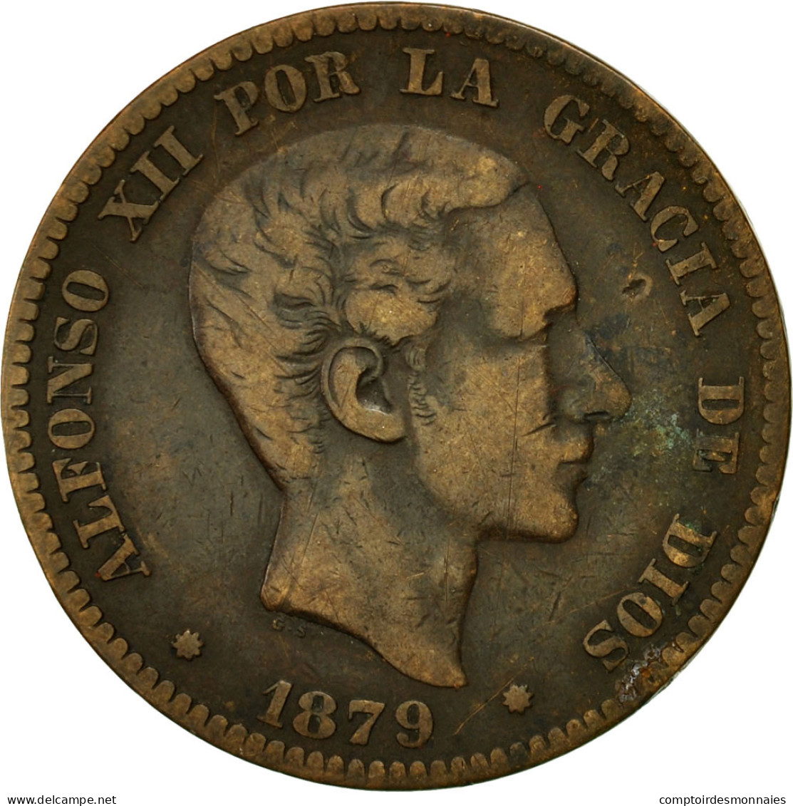 Monnaie, Espagne, Alfonso XII, 10 Centimos, 1879, TTB, Bronze, KM:675 - Provincial Currencies