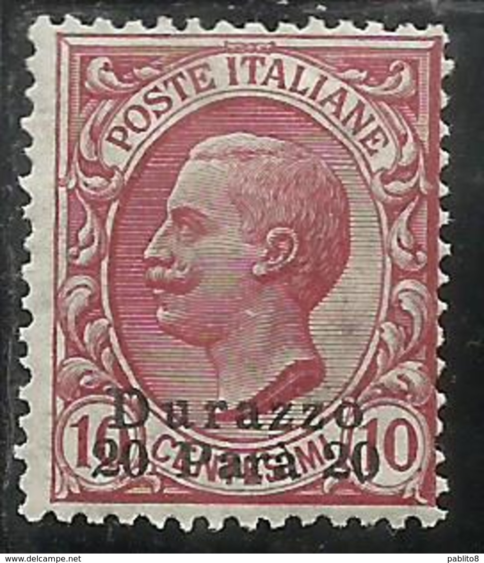 ITALY OVERPRINTED SOPRASTAMPATO D'ITALIA LEVANTE DURAZZO 1909 - 1911 PARA 20 SU 10 CENT. MNH - Uffici D'Europa E D'Asia
