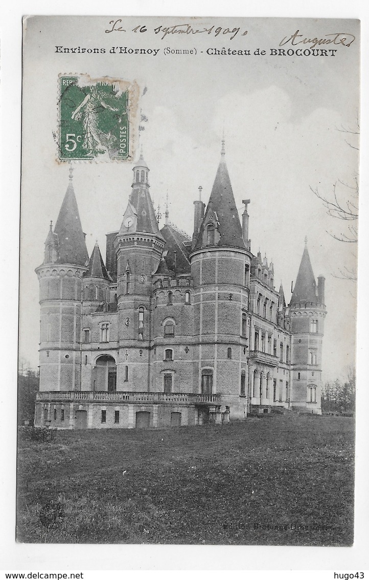 BROCOURT EN 1907 - ENVIRON D' HORMNOY - LE CHATEAU - CPA VOYAGEE - Hornoy Le Bourg