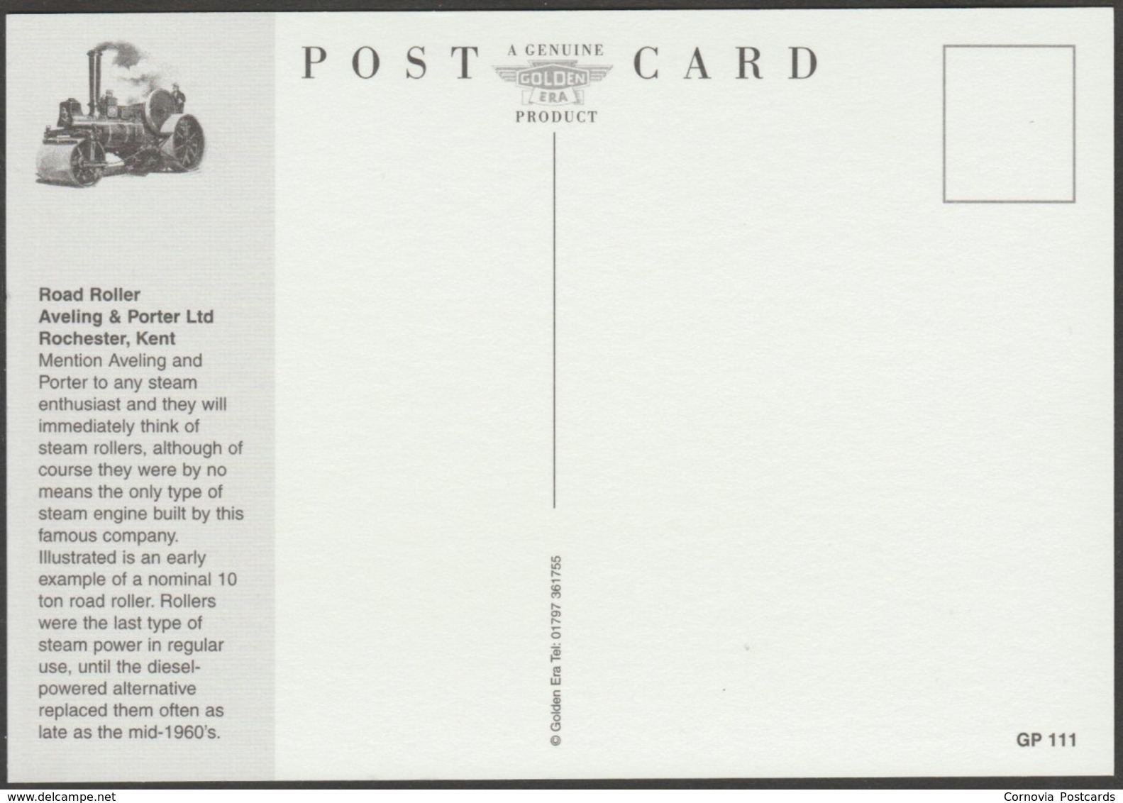 Aveling & Porter Steam Road Roller - Golden Era Postcard - Other & Unclassified