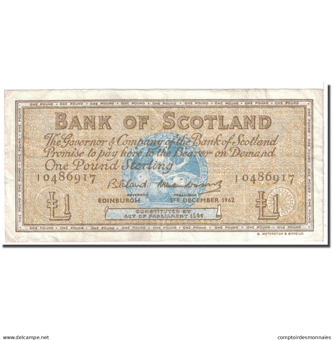 Billet, Scotland, 1 Pound, 1962, 1962-12-05, KM:102a, TTB - 1 Pond