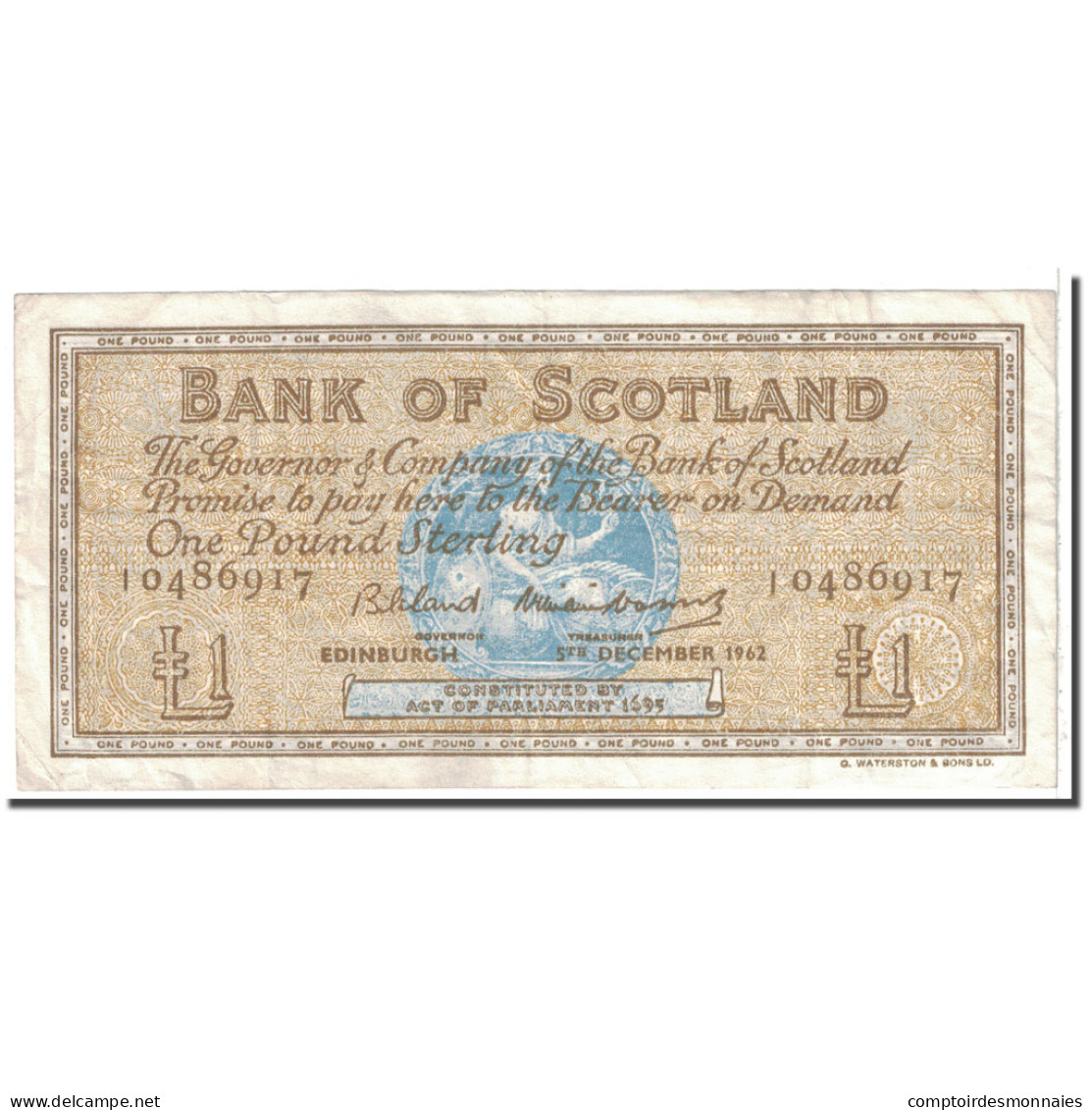 Billet, Scotland, 1 Pound, 1962, 1962-12-05, KM:102a, TTB - 1 Pound