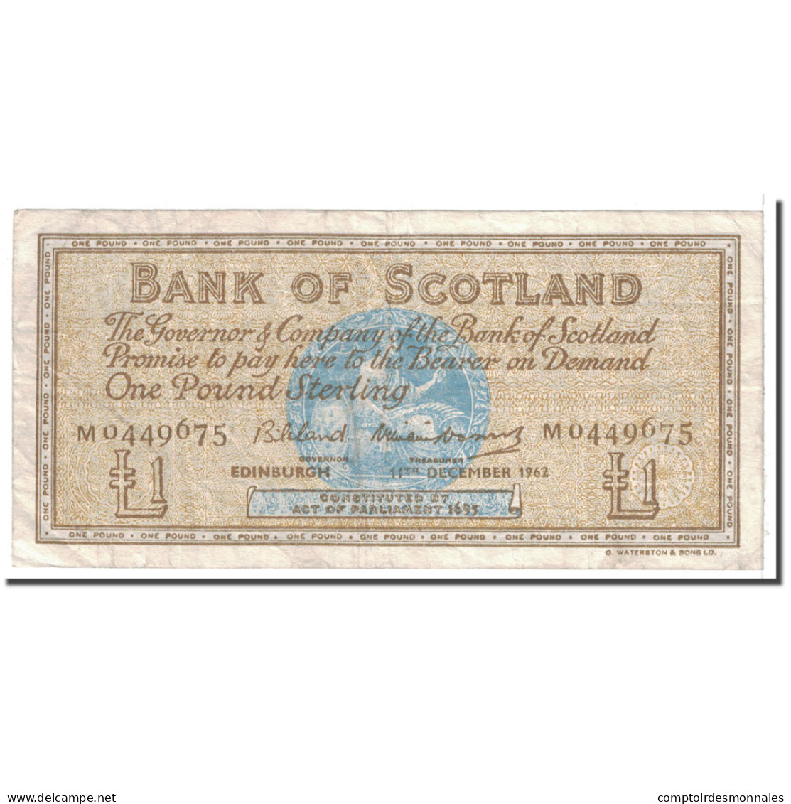 Billet, Scotland, 1 Pound, 1962, 1962-12-11, KM:102a, TB - 1 Pond