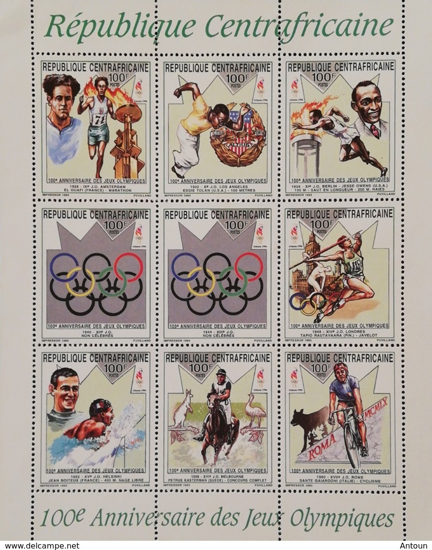 Central African Republic 1993 Modern Olympic Games,Cent. - Central African Republic