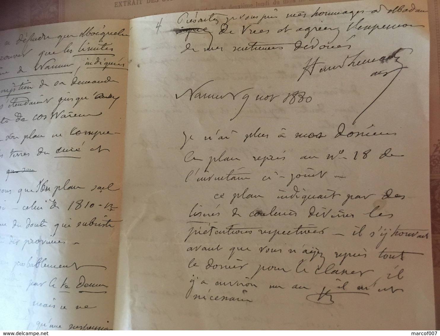 Lettre Manuscrite Lemaitre Henri Avocat NAMUR 1880 - 1800 – 1899