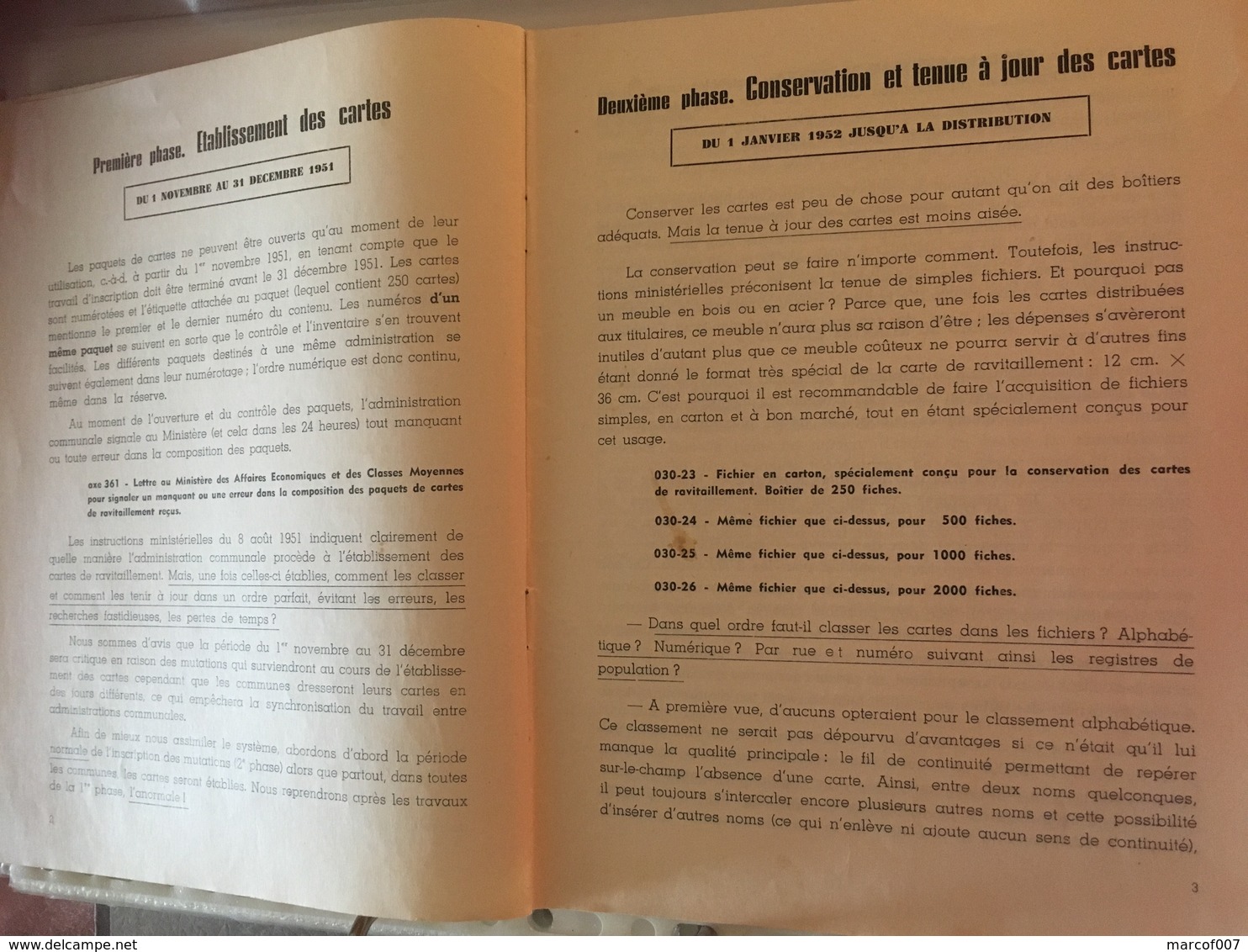 Circulaire 12p Nouvelles Cartes De Ravitaillement 1951 - Décrets & Lois