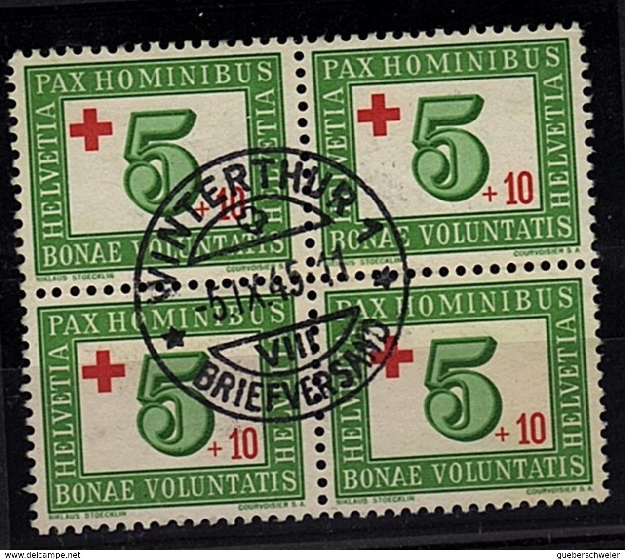 CH 213 - SUISSE N° 418 Bloc De 4 Oblitéré 5 Cts PAX - Used Stamps