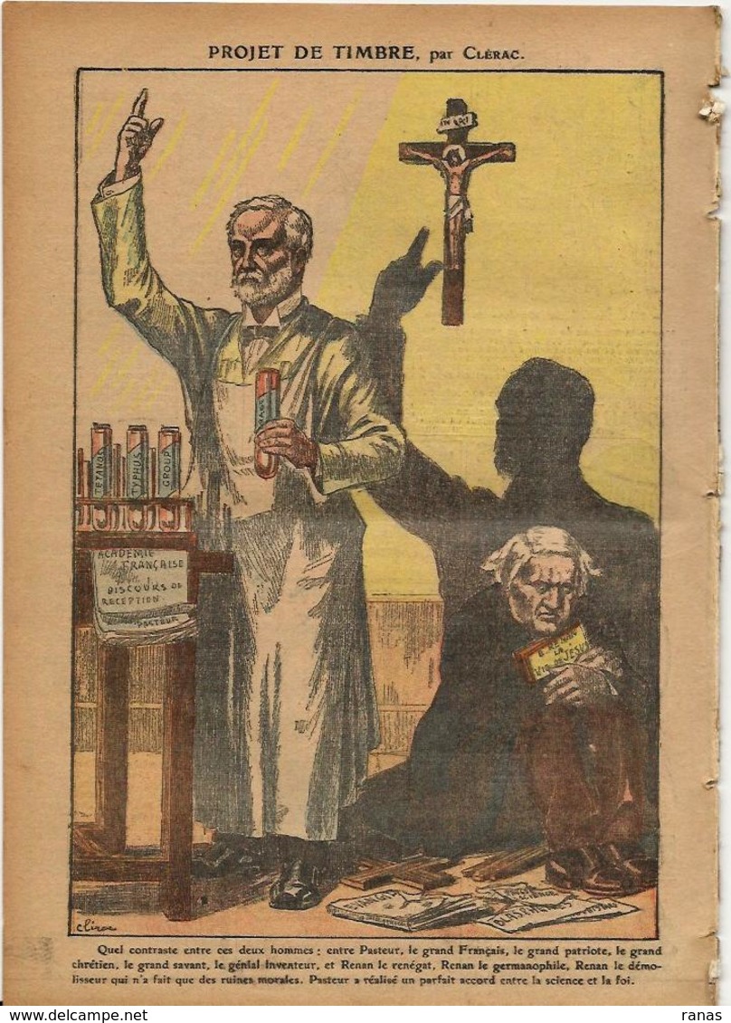 PASTEUR Médecine Renan Scaphandre Sous Marin Revue Le Pélerin N° 2411 De 1923 - Other & Unclassified