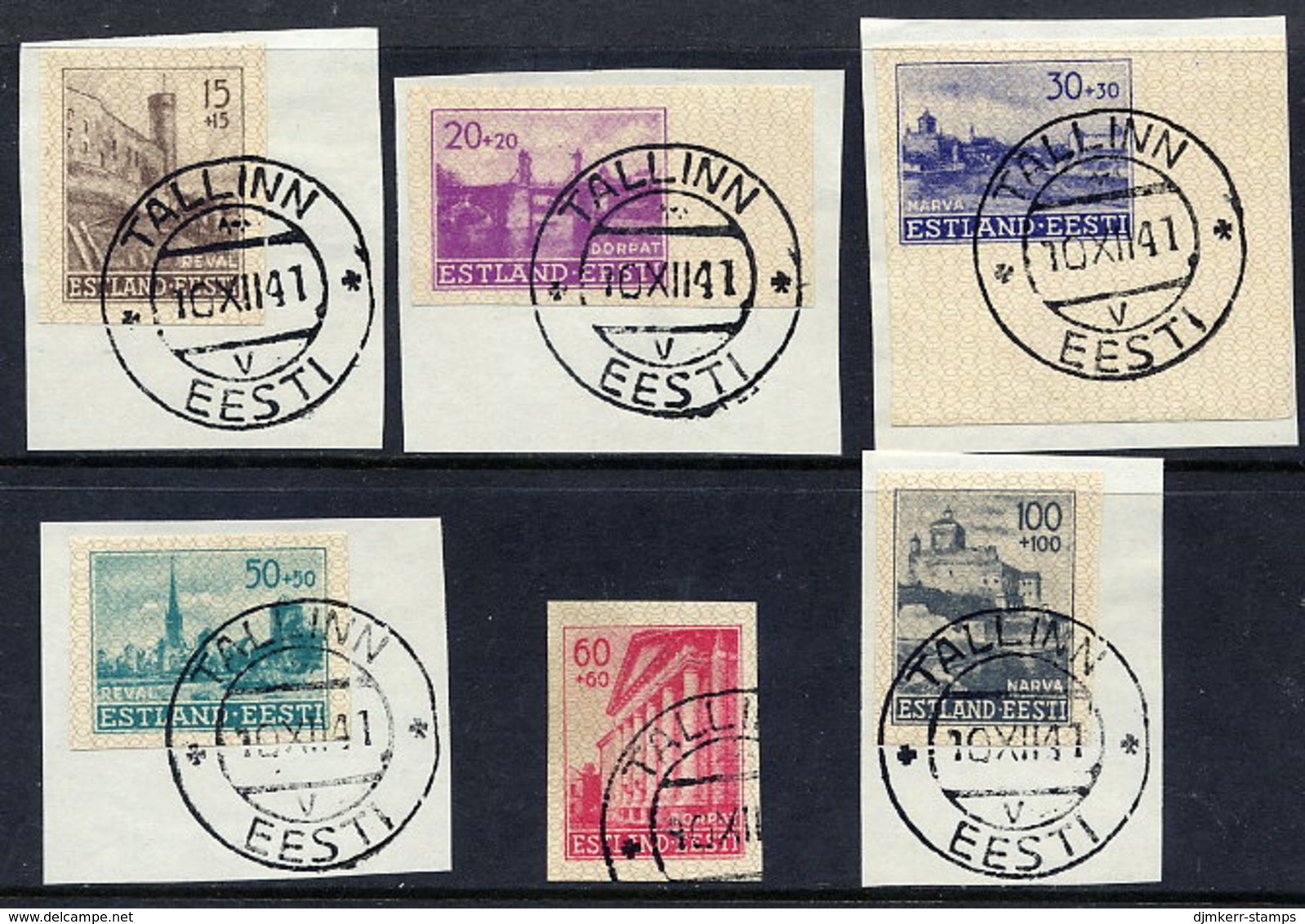 ESTONIA  1941 Reconstruction Imperforate Set (first Printing), Used. .  Michel 4-9U - Occupation 1938-45