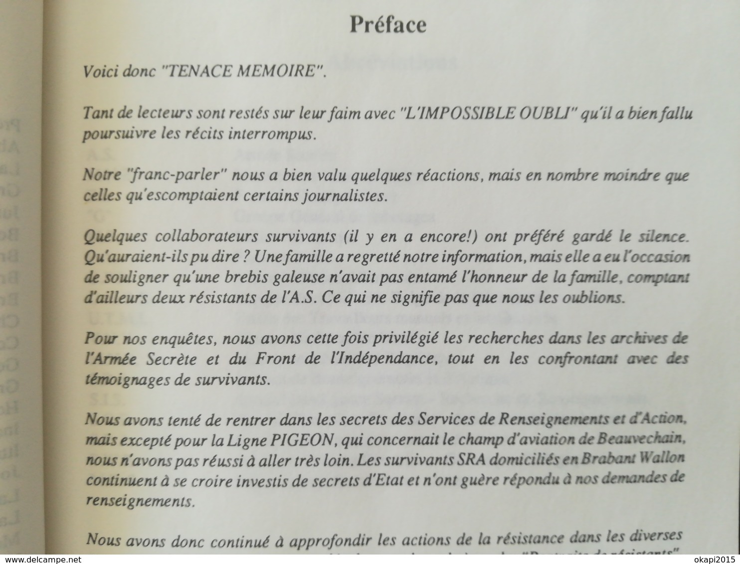 RÉSISTANCE ET ESPIONNAGE EN BRABANT WALLON BELGIQUE  LIVRE MILITARIA GUERRE 1939 - 1945 ANNÉE 1989