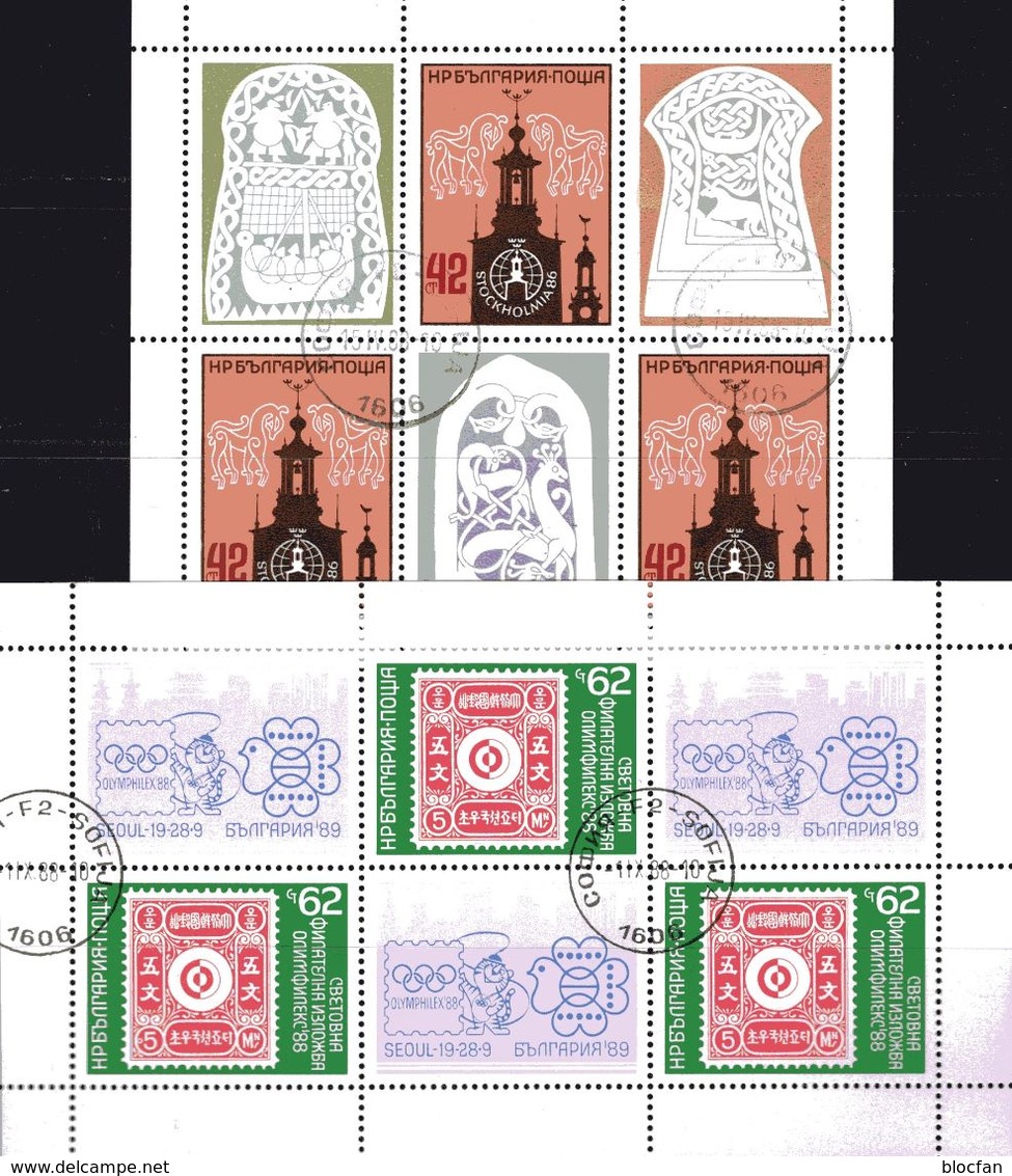 EXPO 1988 Bulgarien 3492 Kleinbogen+3697 6-KB O 8€ Stamp On Stamps Ss Blocs Sheetlets Philatelic Bf Sweden/Bulgaria - Joint Issues