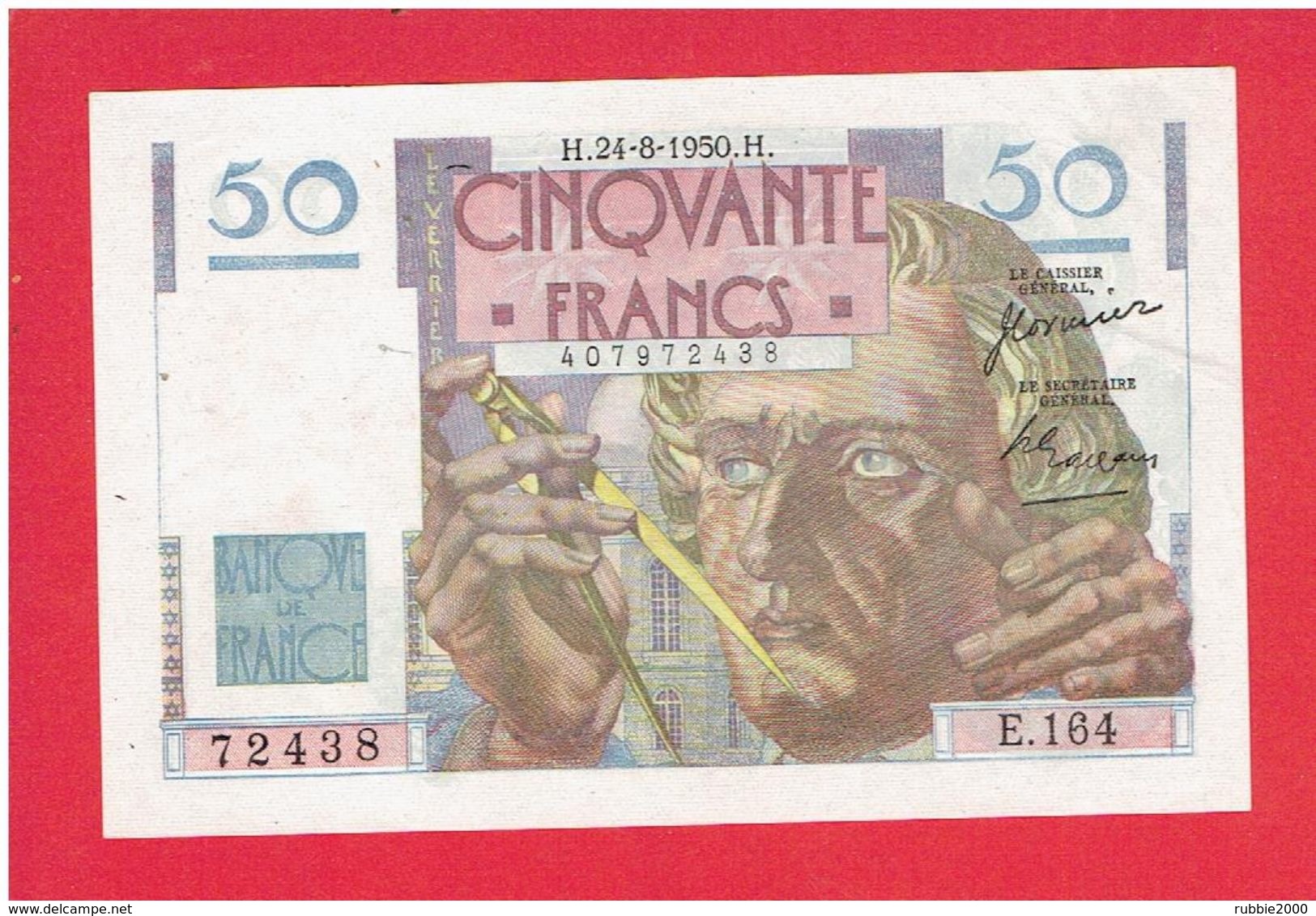 50 FRANCS LE VERRIER ETAT NEUF CINQUANTE FRANCS BILLET BANQUE DE FRANCE - 50 F 1946-1951 ''Le Verrier''