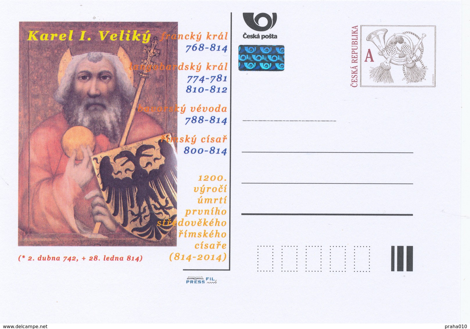 Tchéquie / Cartes Post. (Pre2014/03) Charlemagne (742-814) Peintre Maître Théodoric De Prague "Charlemagne" - Covers