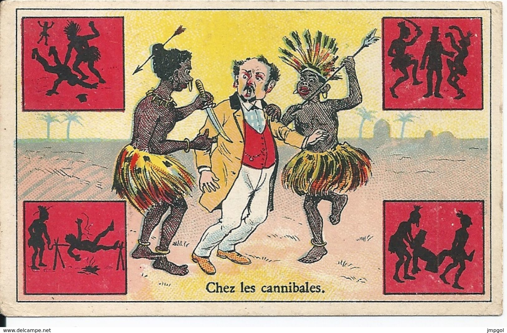 Chromos Chicorée Extra Leroux Orchies Dessin Humoristique "Chez Les Cannibales" - Tea & Coffee Manufacturers