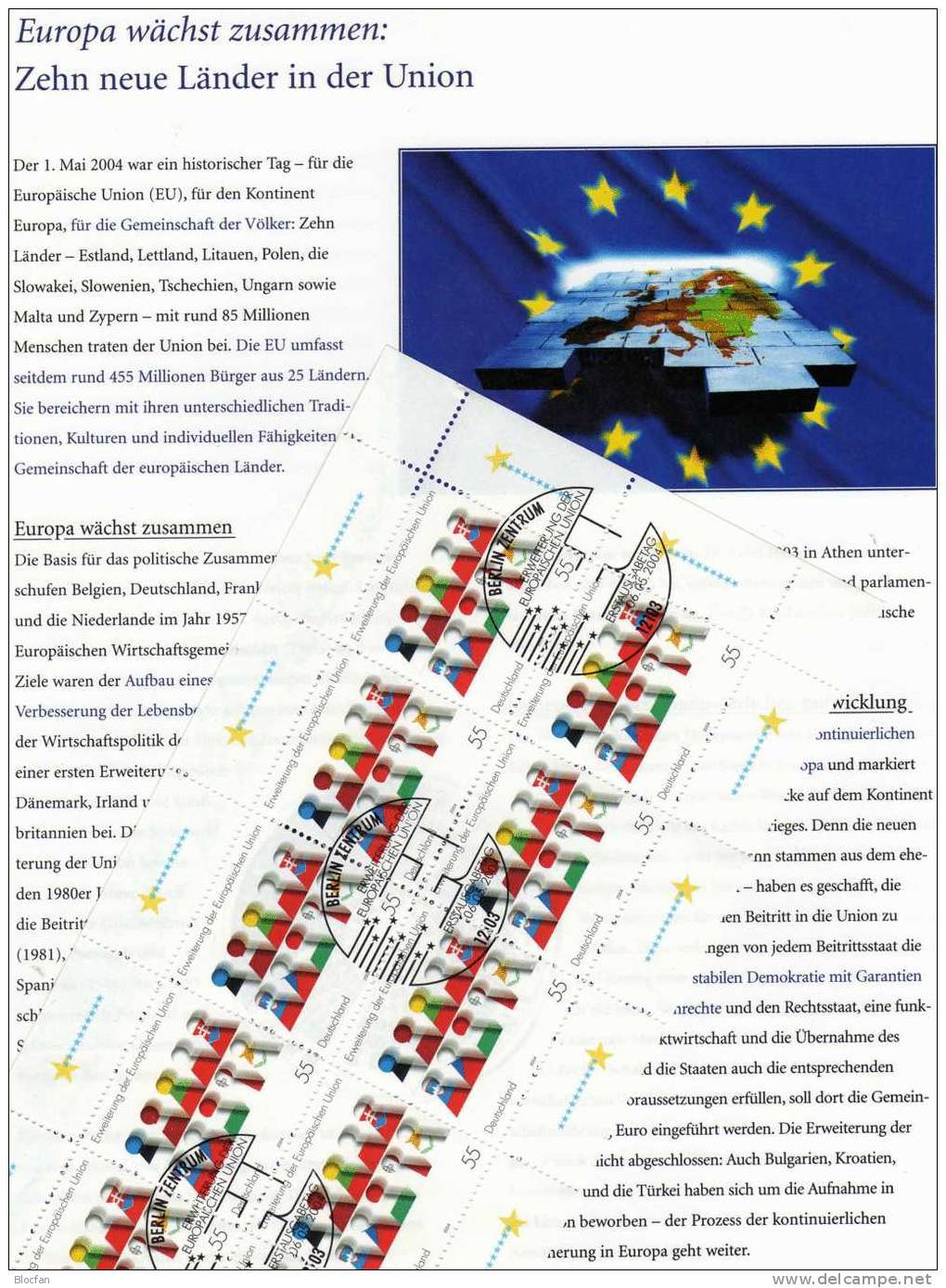 CEPT EU-Erweiterung 2004 BUND 2400 Im 10-Kleinbogen SST 10€ Flaggen Bloque Hoja Hb Bloc Ss Flag Sheetlet Bf Germany - Stamps