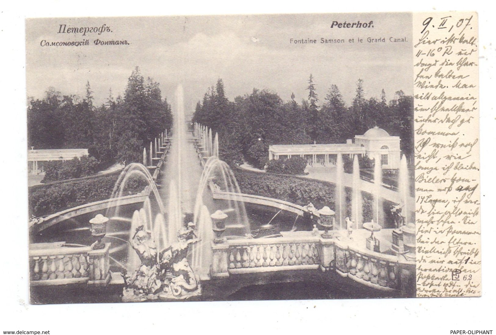 RU 198504 PETERHOF, Schloßanlage Fontäne Und Großer Kanal, 1907 - Russland