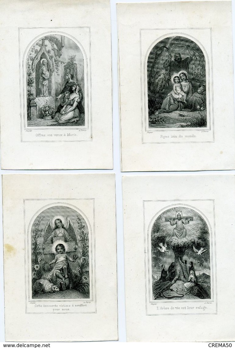 4 Gravures Dopter - Fuite Du Monde- Confiance En Marie- Arbre De Vie- Jésus Innocente Victime - Devotion Images