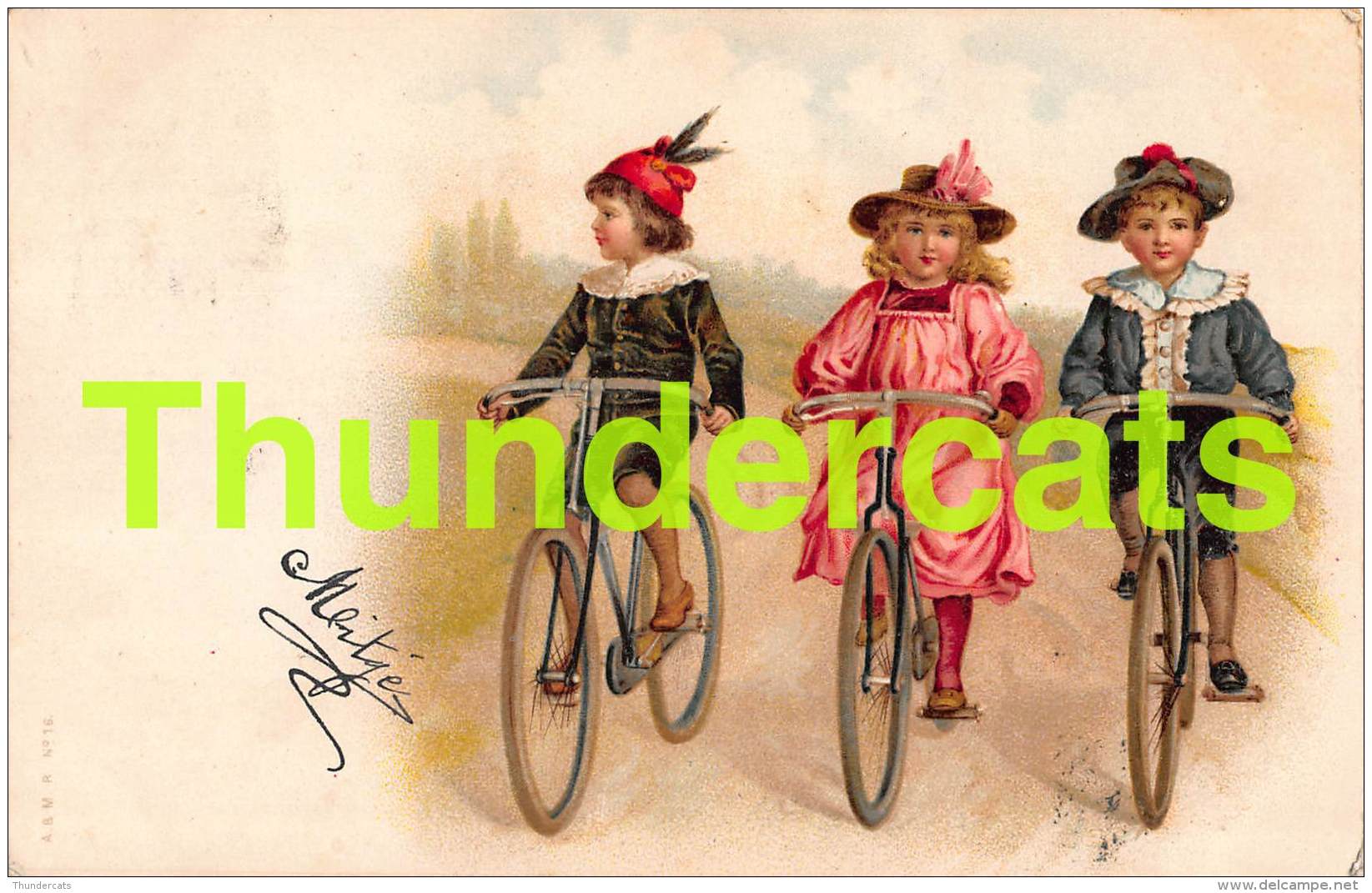 CPA LITHO A &amp; M B 16 ENFANTS VELO BICYCLETTE FILLE GARCON BOY GIRLBIKE BICYCLE - Autres & Non Classés