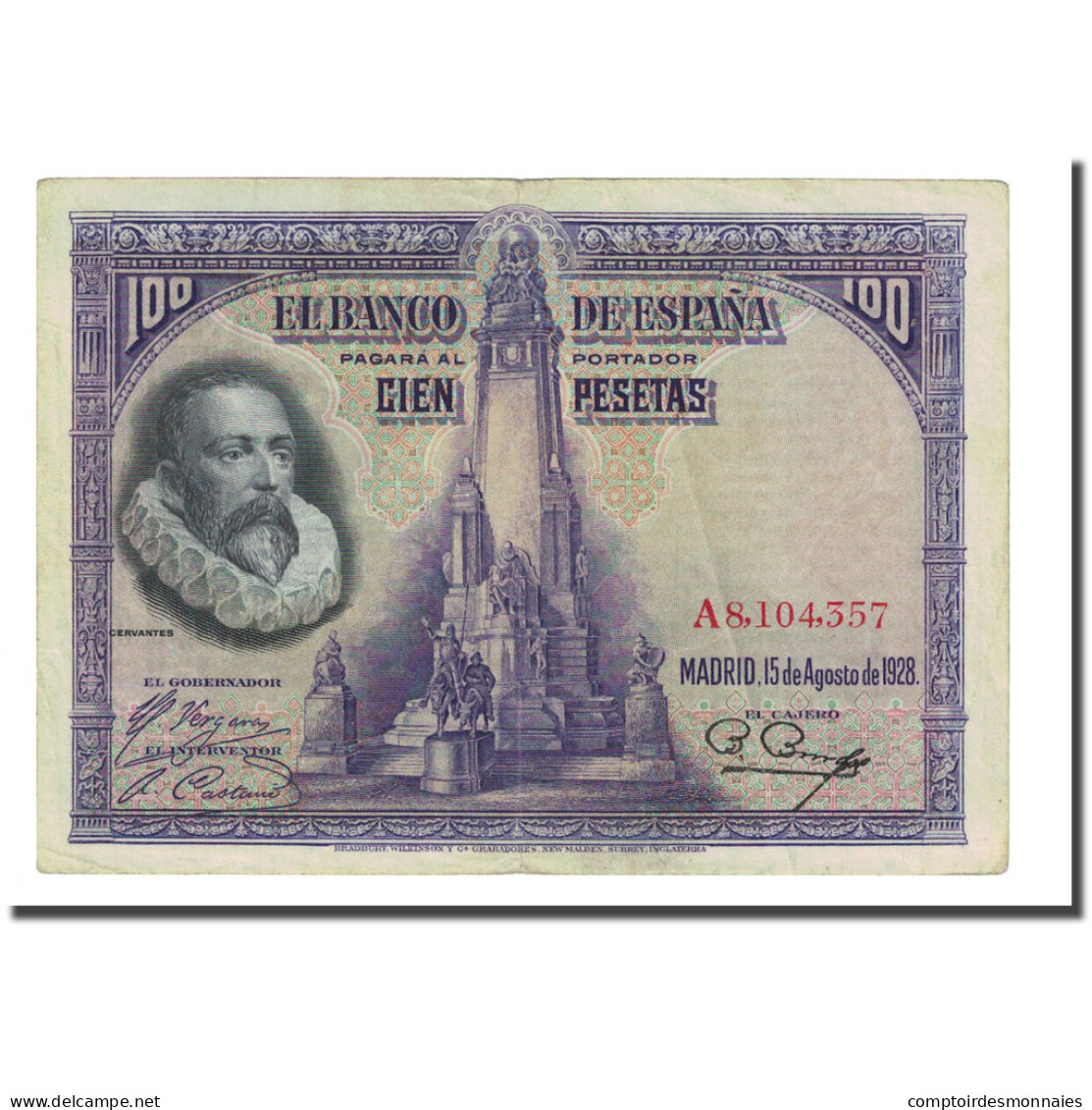 Billet, Espagne, 100 Pesetas, 1928-08-15, KM:76a, TTB - 100 Peseten