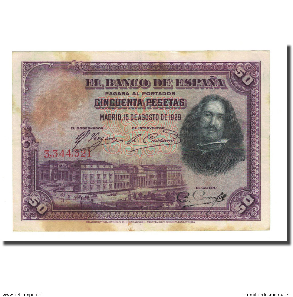 Billet, Espagne, 50 Pesetas, 1928-08-15, KM:75a, TB+ - 50 Pesetas