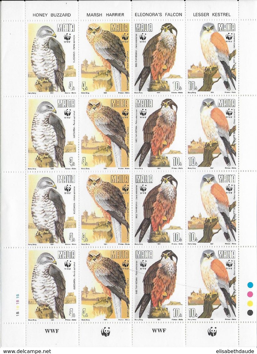 MALTE - YT 843/846 En FEUILLE ** - COTE = 32 EUR - ANIMAUX WWF BIRDS - Malta