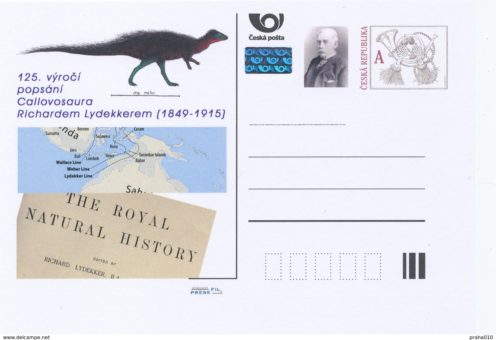 Tchéquie / Cartes Post. (Pre2014/07) 125ème Anniversaire De La Description De Callovosaurus Richard Lydekker (1849-1915) - Sobres