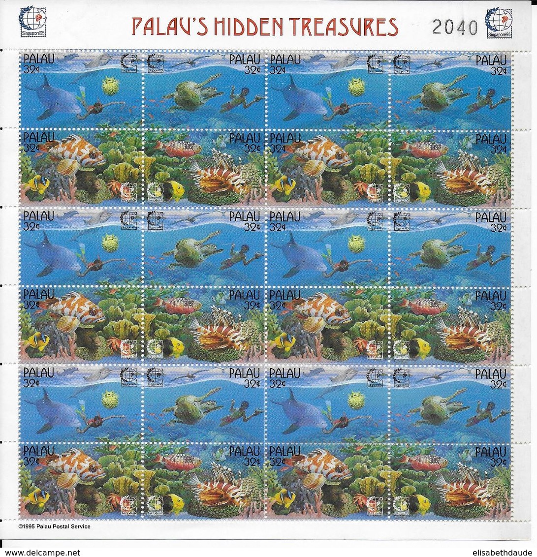 PALAU - FEUILLE YVERT N°832/835**  - COTE = 42 EUR. - FAUNE AQUATIQUE - Palau