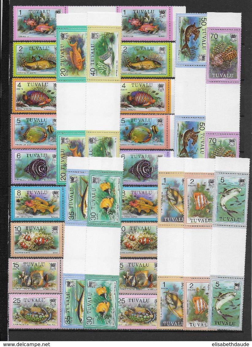 TUVALU - YVERT N°93/110 ** PAIRE AVEC INTERPANNEAU - COTE = 44 EUR. - FAUNE AQUATIQUE - POISSONS - Tuvalu