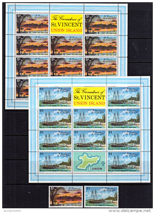 E0082 GRENADINES OF ST VINCENT 1976, SG 74 &amp; 77  Union Island Scenes,  MNH - St.Vincent & Grenadines