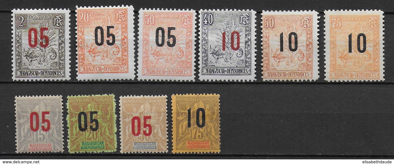 MADAGASCAR - 1912 - YT N°111/120 * CHARNIERE CORRECTE - COTE = 36.5 EUR. - Unused Stamps