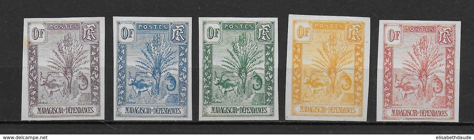 MADAGASCAR - 1903 - ZEBU - 5 ESSAIS COULEURS De CHASSEPOT (*) NEUFS SANS GOMME - COTE 2022 = 750 EUR - Unused Stamps