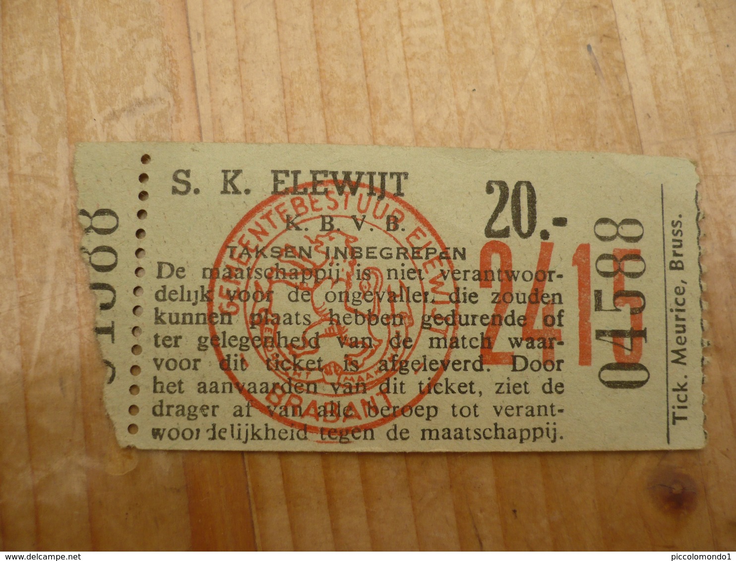 Voetbal Ticket S K Elewijt - Tickets D'entrée