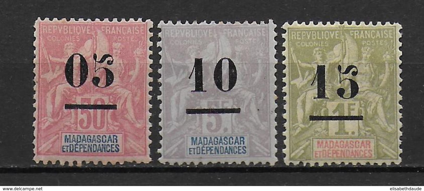 MADAGASCAR - 1902 - YT N° 48/50 * CHARNIERE CORRECTE - COTE = 59.5 EUR - Neufs