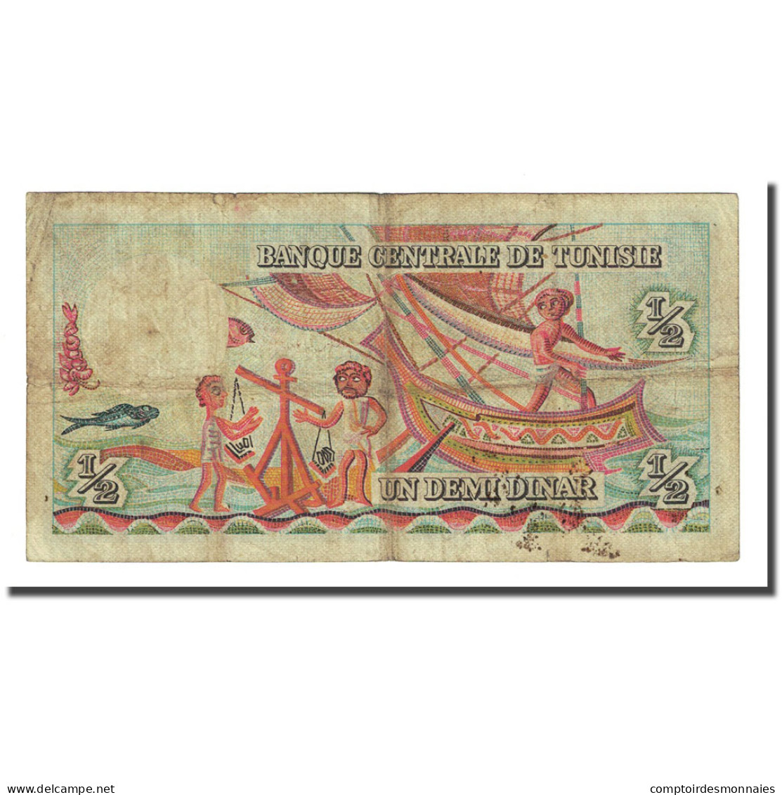 Billet, Tunisie, 1/2 Dinar, 1965-06-01, KM:62a, TB - Tunesien