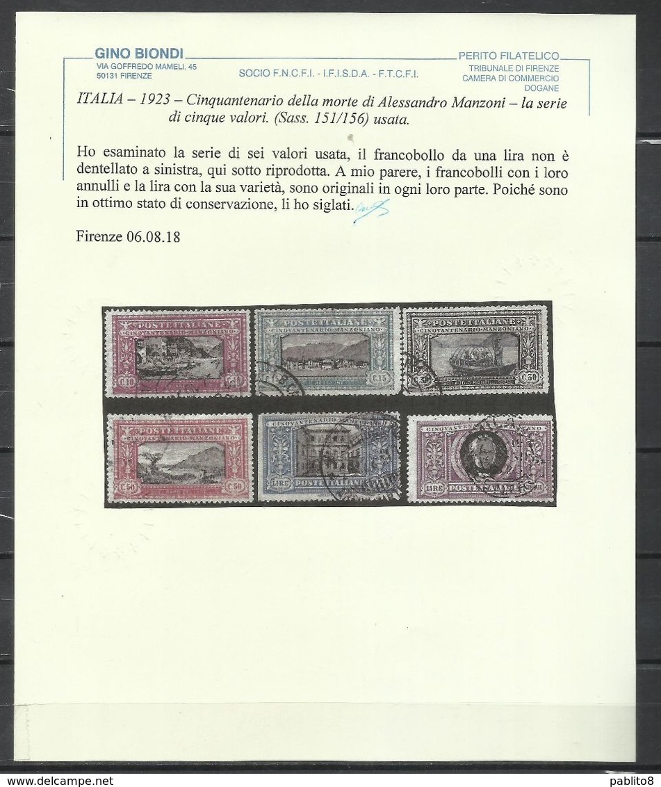 ITALIA REGNO ITALY KINGDOM 1923 MANZONI CON VARIETÀ VARIETY SERIE COMPLETA COMPLETE SET USATA USED OBLITERE' - Nuevos