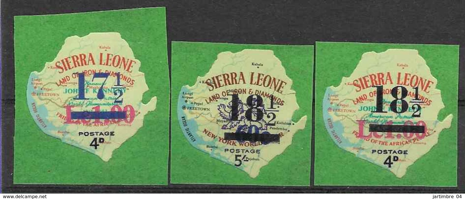 1967 SIERRA LEONE Michel 380+382-83 ** Kennedy, Foire De New-York, Surchargés, Issus De Série - Sierra Leone (1961-...)