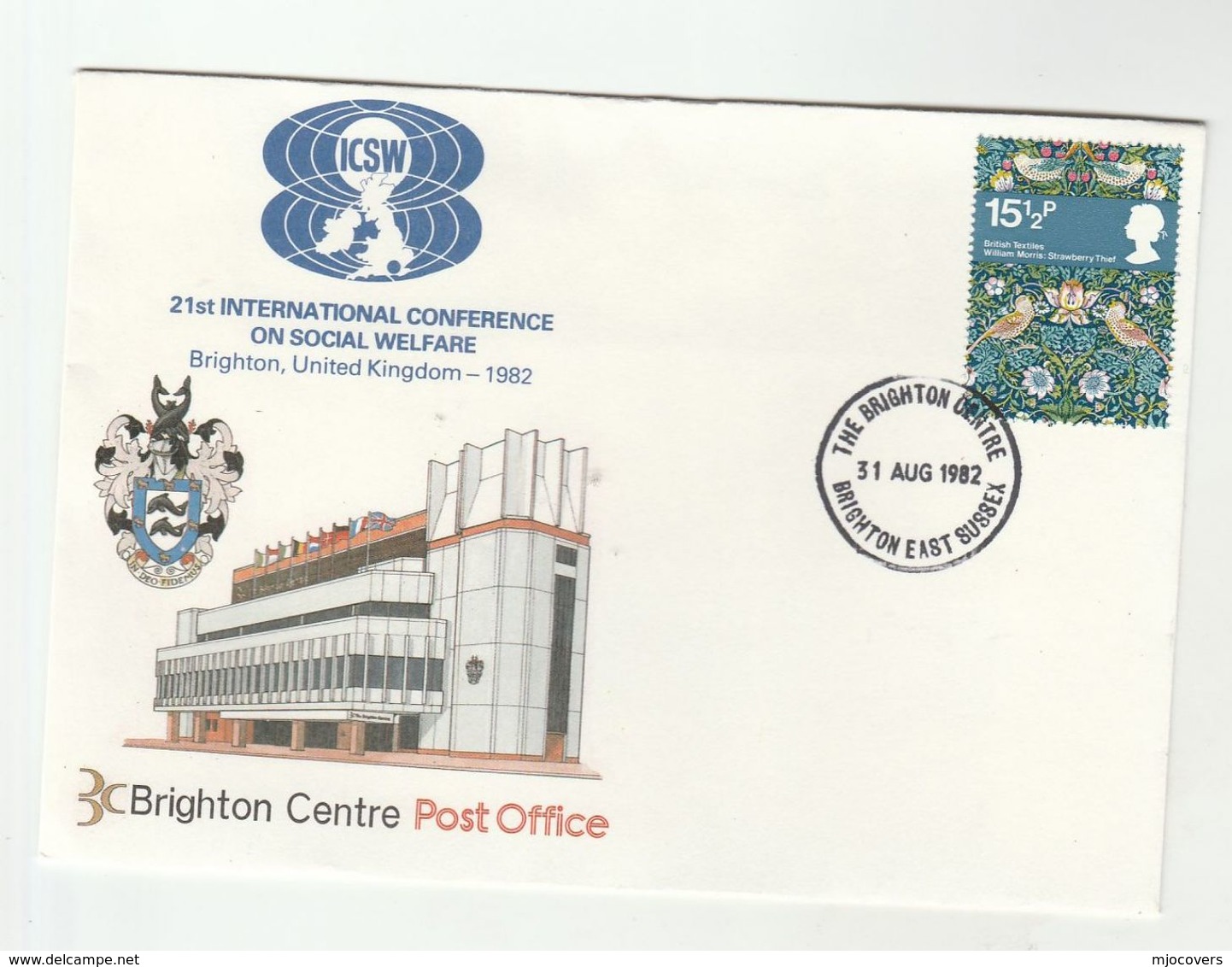 1982 BRIGHTON SOCIAL WELFARE CONFERENCE Event COVER Illus  DOLPHIN Coat Of Arms Gb Stamps - Covers
