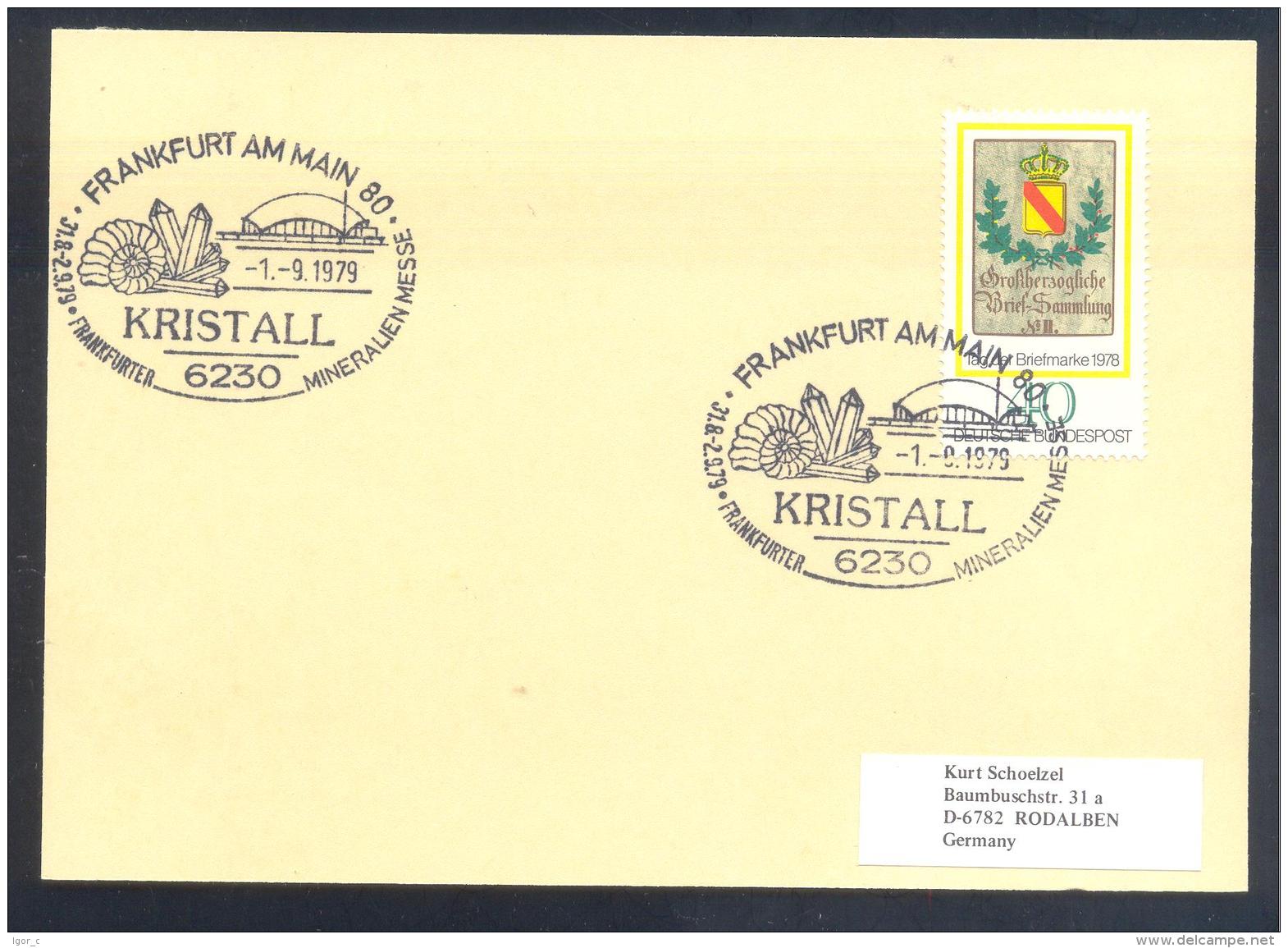 Germany 1979 Card: Minerals Fosil Fossil Mine Mineralien Paleontolyogy Speleology: Frankfuter Mineralien Messe - Mineralien