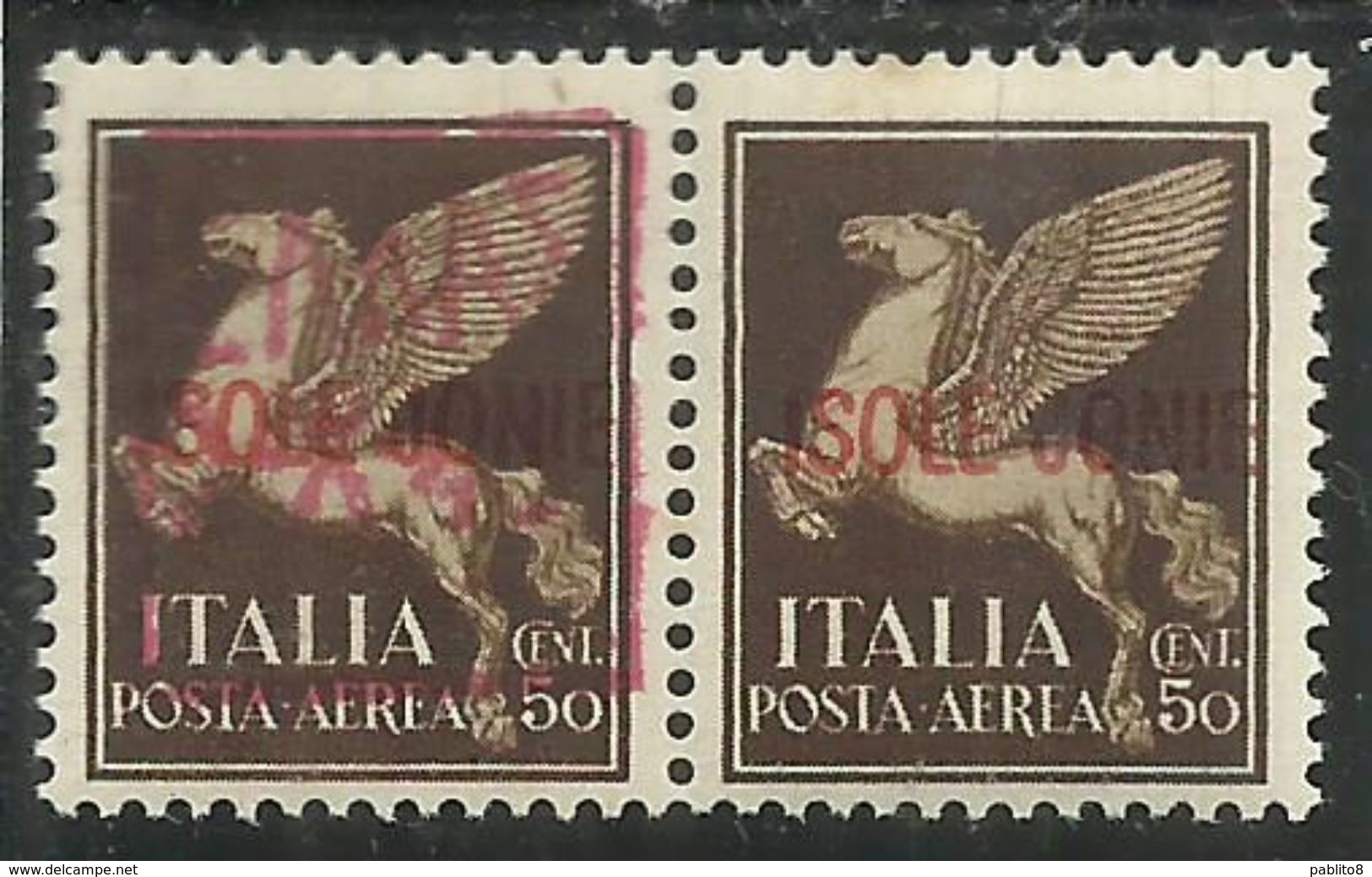 ZANTE 1943 COPPIA ISOLE JONIE + AMMINISTRAZIONE CIVILE GRECA SOPRASTAMPA ROSSA  POSTA AEREA CENT. 25 MNH CERTIFICATA - Duitse Bez.: Zante