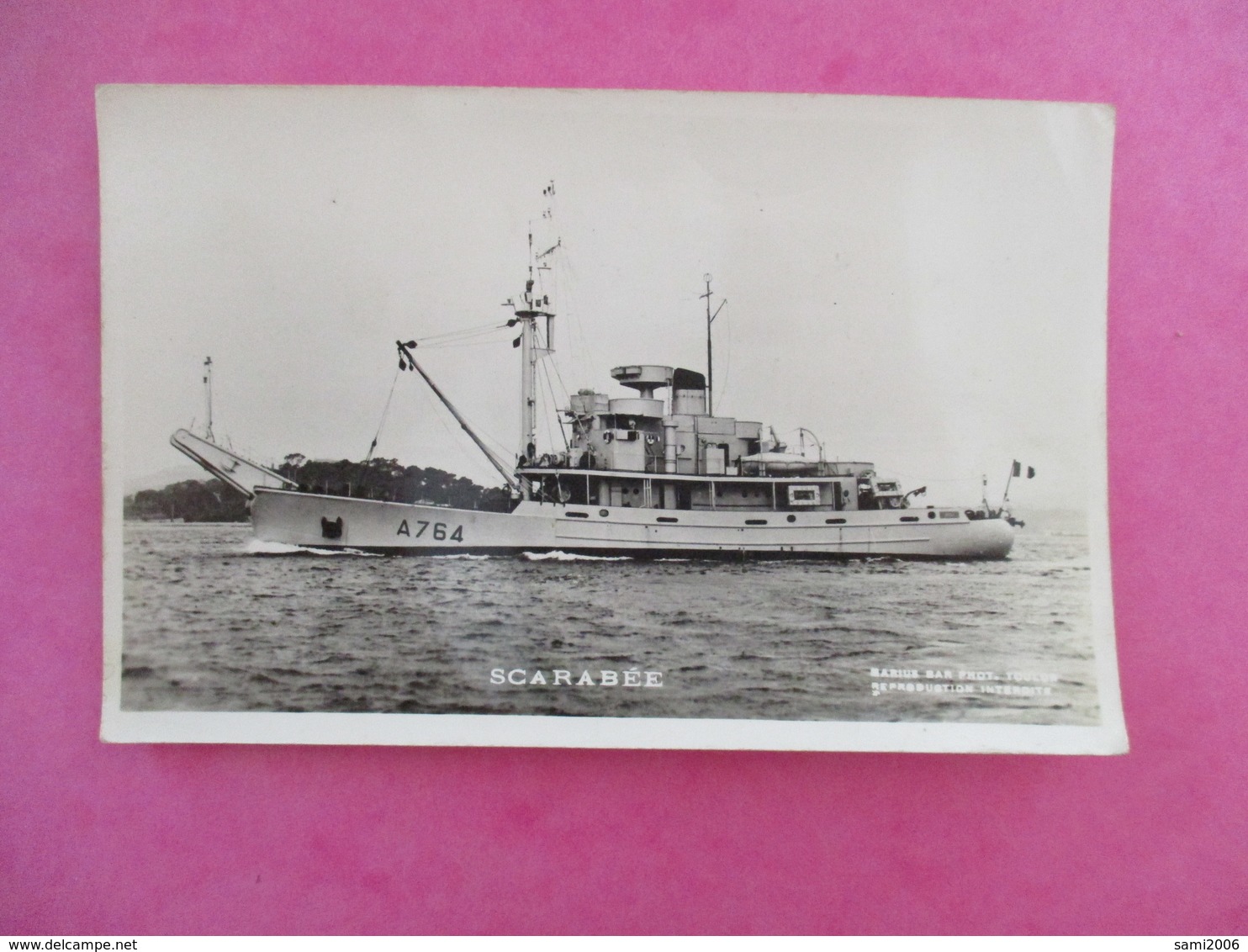 CPA PHOTO BATEAU SCARABEE MARIUS BAR PHOTO - Warships