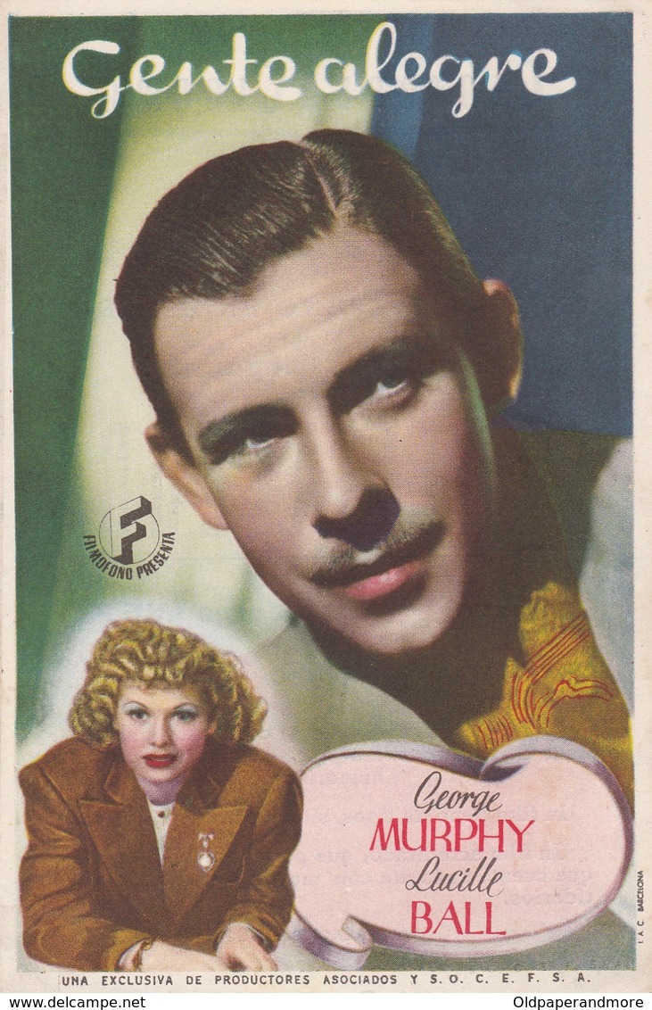 SPAIN ESPAÑA - CINE - FILM - CINEMA - ADVERTISEMENT - GENTE ALEGRE - GEORGE MURPHY - LUCILLE BALL - Cinema Advertisement