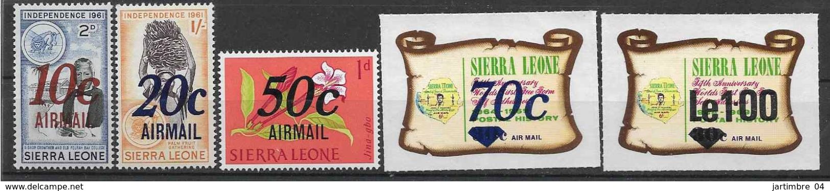 1971 SIERRA LEONE  PA  111-15** Fleur, Palmier, Surchargés - Sierra Leone (1961-...)